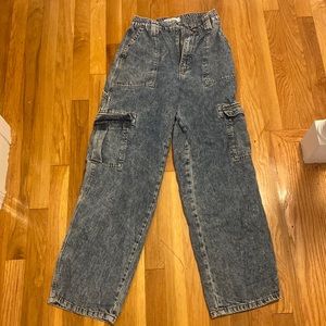 Medium wash cargo pants